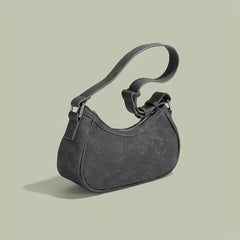 Cool Grey Vintage Shoulder Bag – Grunge-Inspired Designer Handbag for Women