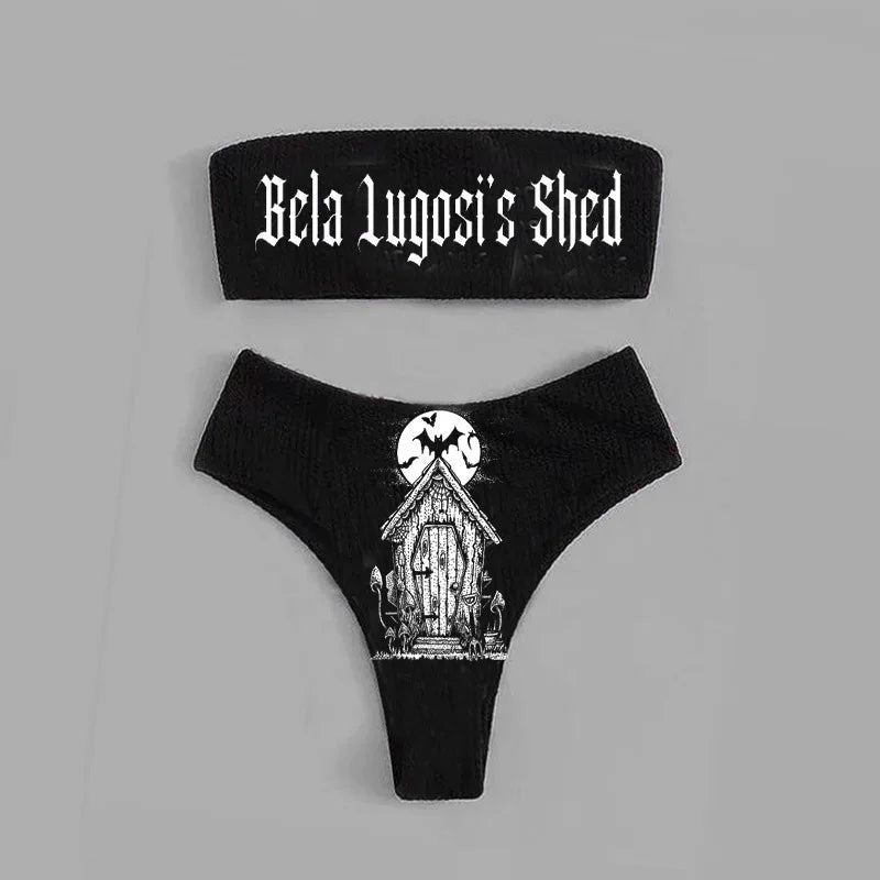 Women's Gothic Printed Bandeau Bikini Set
