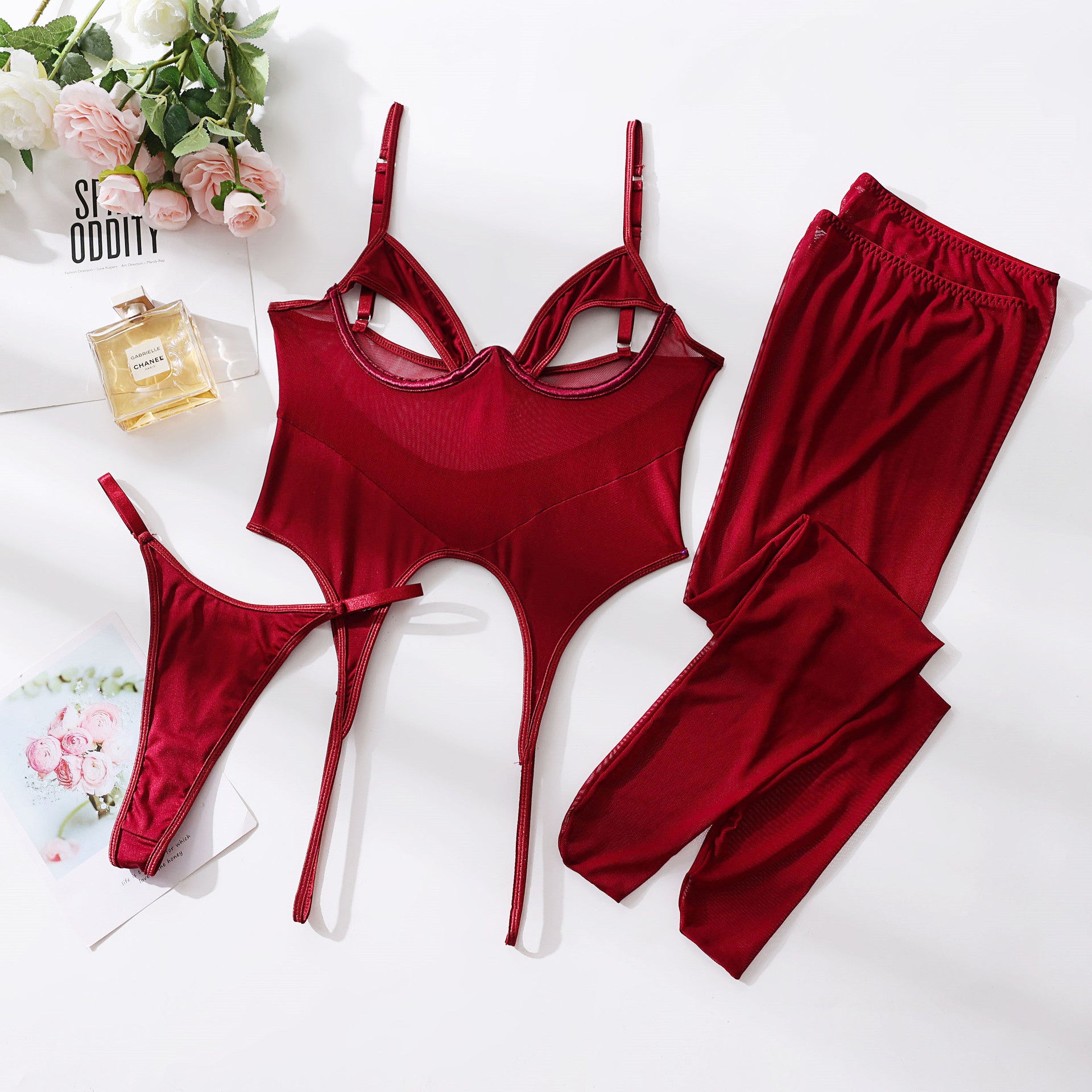 Hollow out transparent gauze underwear