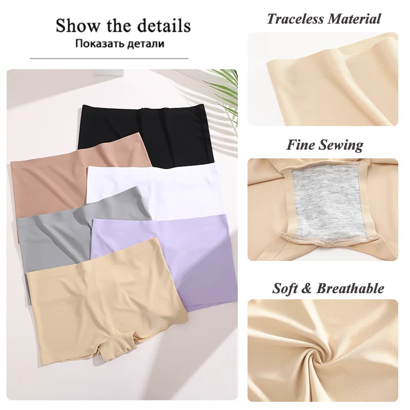 Collage of fabric swatches in various colors with text highlighting features like 'Traceless Material', 'Fine Sewing', and 'Soft & Breathable'.