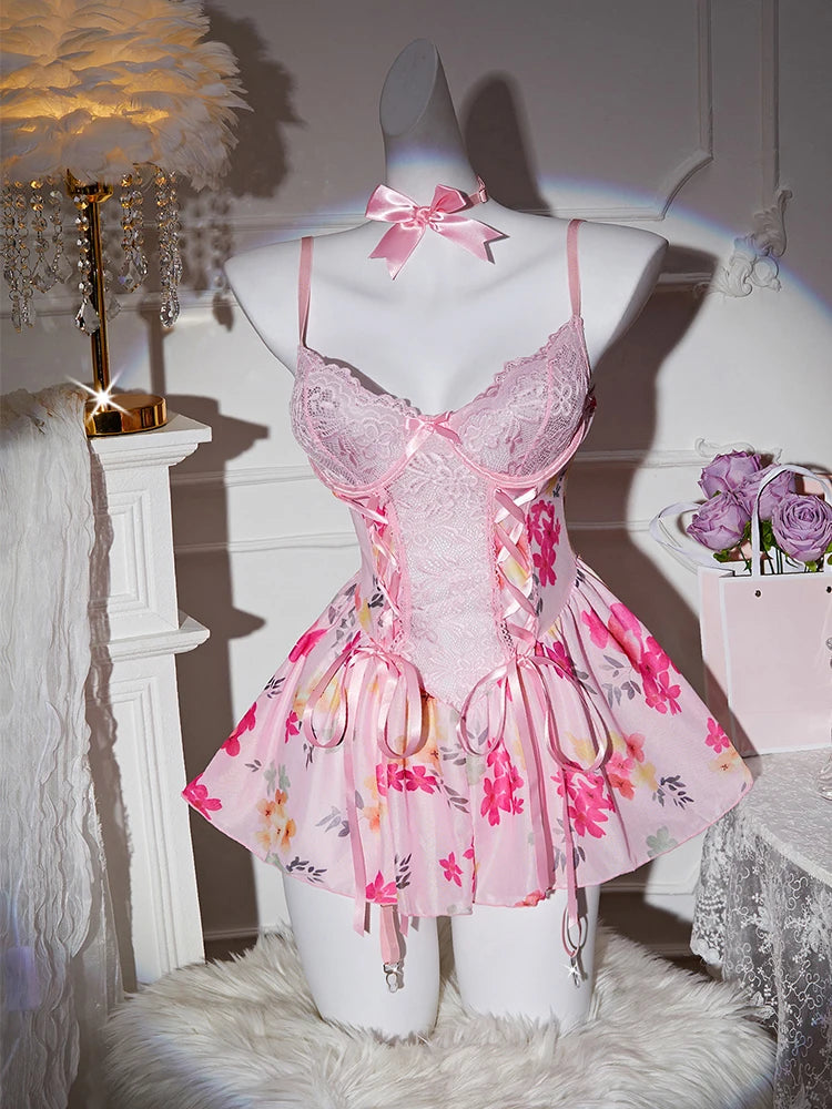 Women’s Sexy Floral Lace Nightgown – Valentine’s Day Sleepwear & Princess-Style Lingerie Slip Dress