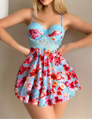 Floral Satin Babydoll Nightdress