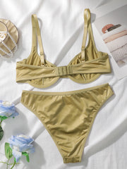 Glossy Satin Underwire Bra Panty Set
