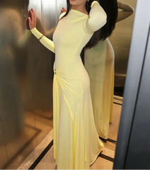 Elegant Ruched Long Sleeve Maxi