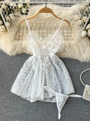 Sheer Lace Ruffled Night Dress