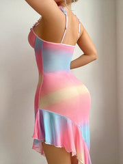 Rainbow Silky Romantic Nightdress