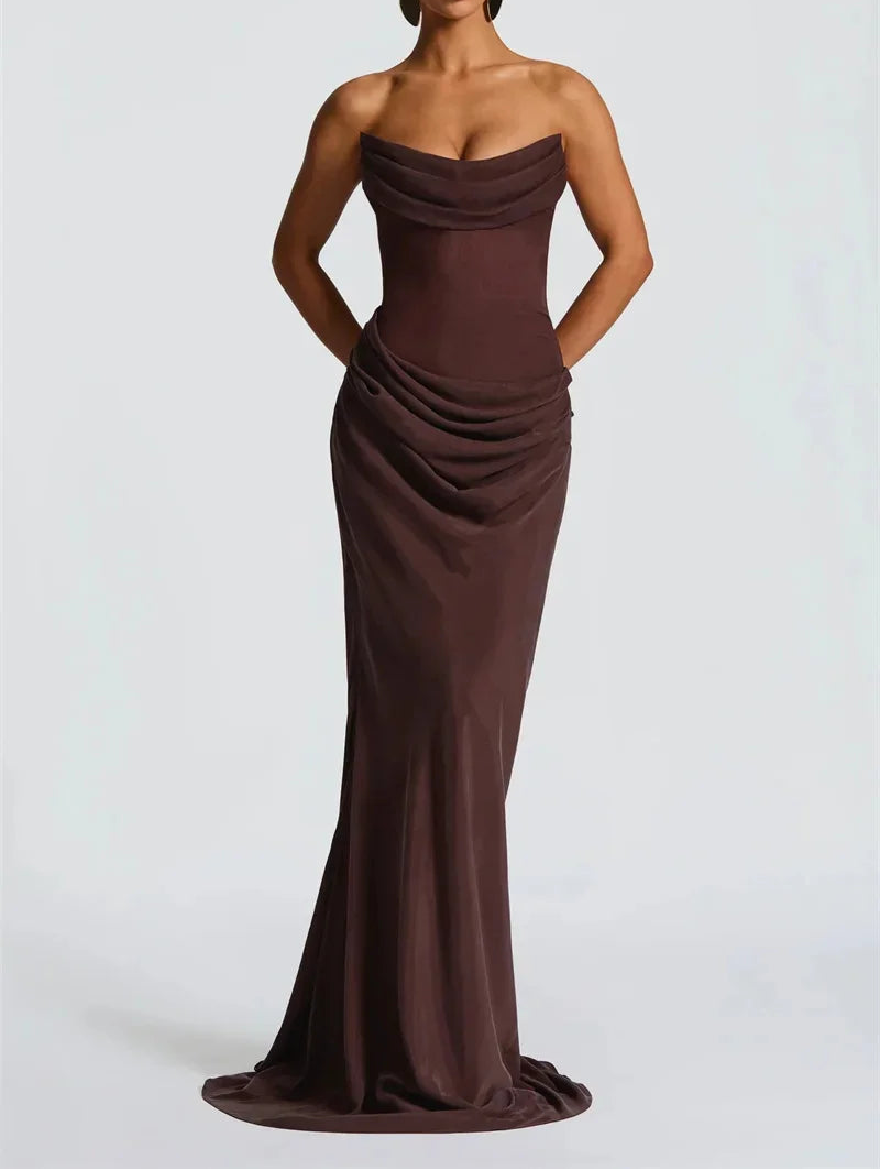Scarf Collar Backless Maxi Dress