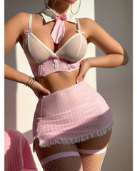 Elegant Striped Lace Lingerie Set