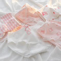 Women Floral Print Bow Cotton Briefs 5pcs