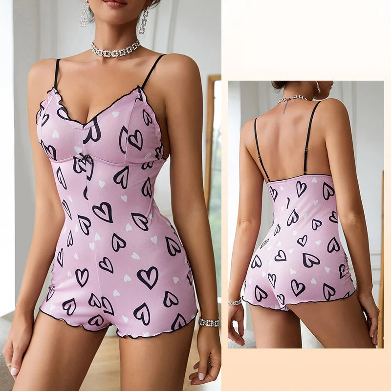 Red Lip Print Bodycon Pajama – Sexy & Comfy Sleepwear