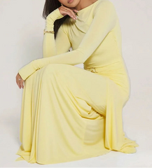 Elegant Ruched Long Sleeve Maxi