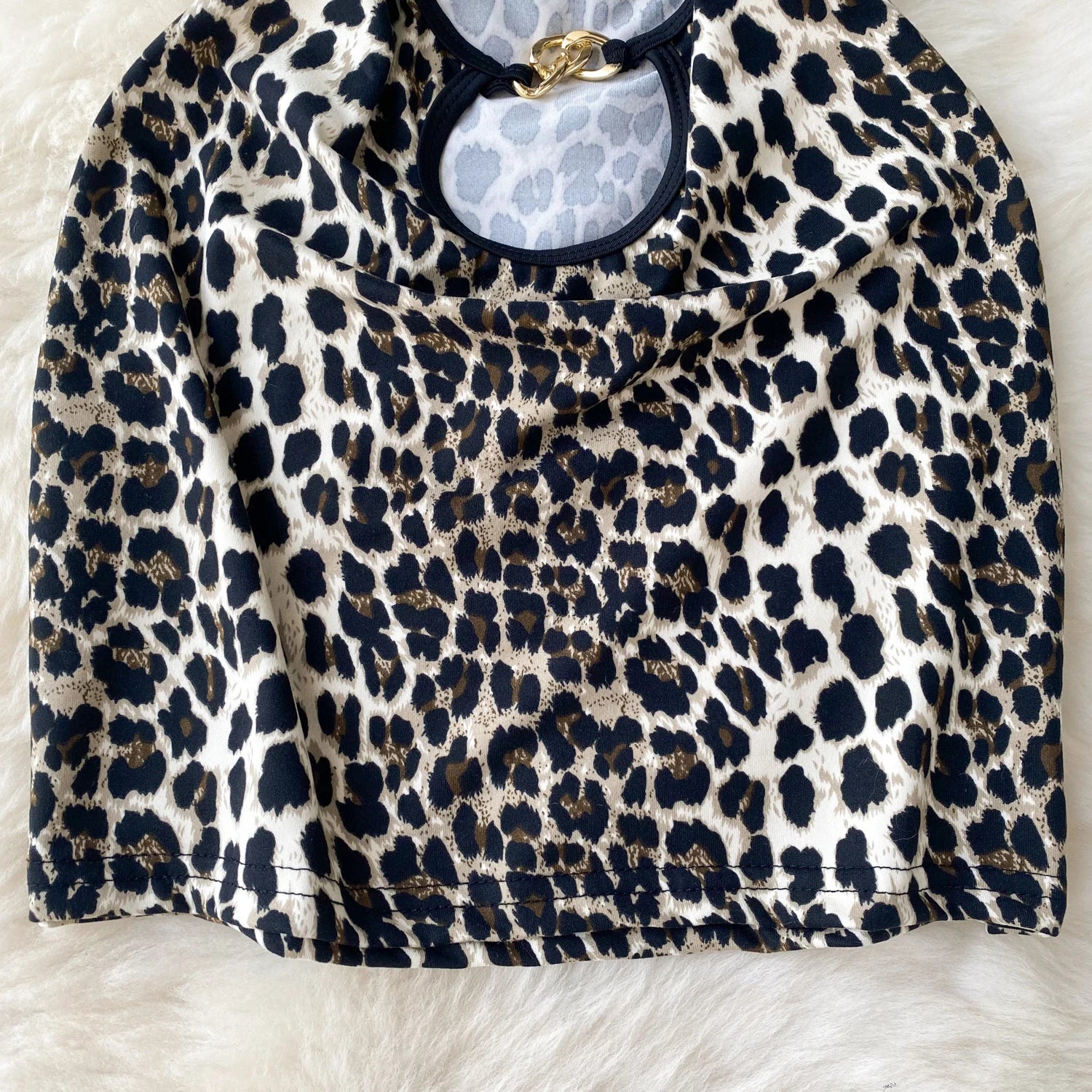 Halter Leopard Print Bodycon Dress – Backless & Hollow-Out