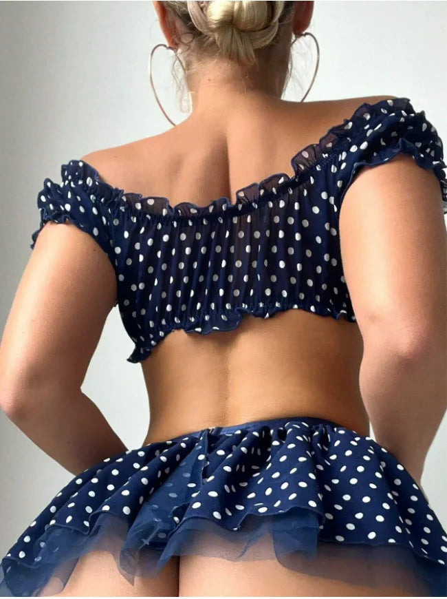 Sexy Polka Dot Mesh Lingerie Set