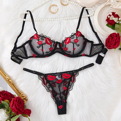 Sexy Red Lip Lingerie Set