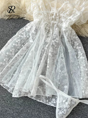 Sheer Lace Ruffled Night Dress