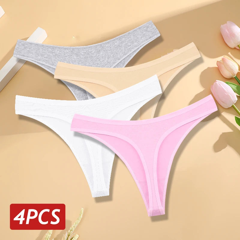 4-Piece Women's Low-Rise Thong Underwear Set