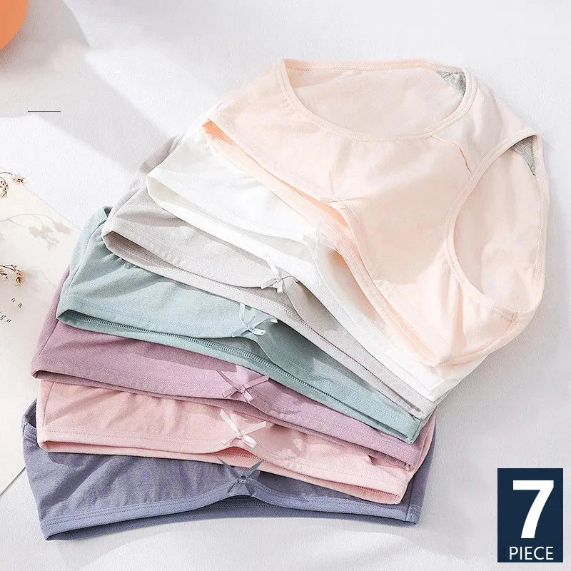 Solid Cotton Low-Rise Bow Briefs 7 Pack