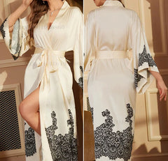 Floral Satin Kimono Lounge Robe