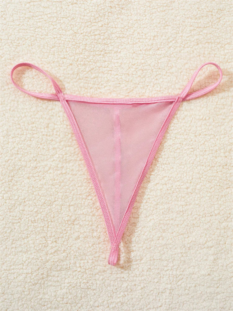 Pink Lingerie Set With Crop Top & Mini Skirt And G-string