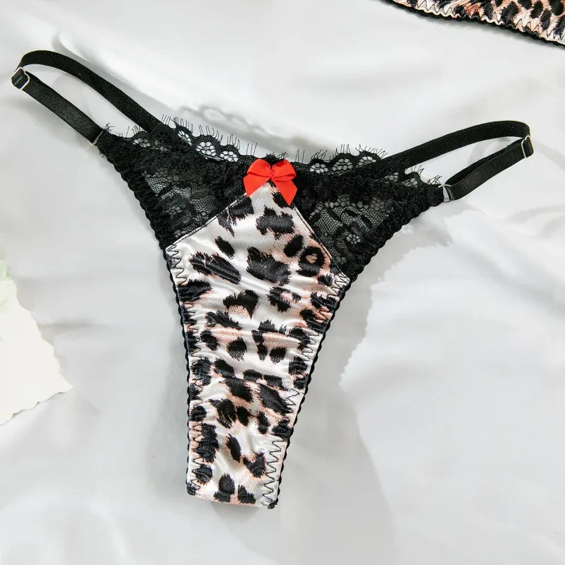 Leopard Print Lingerie Set – Lace & Mesh See-Through