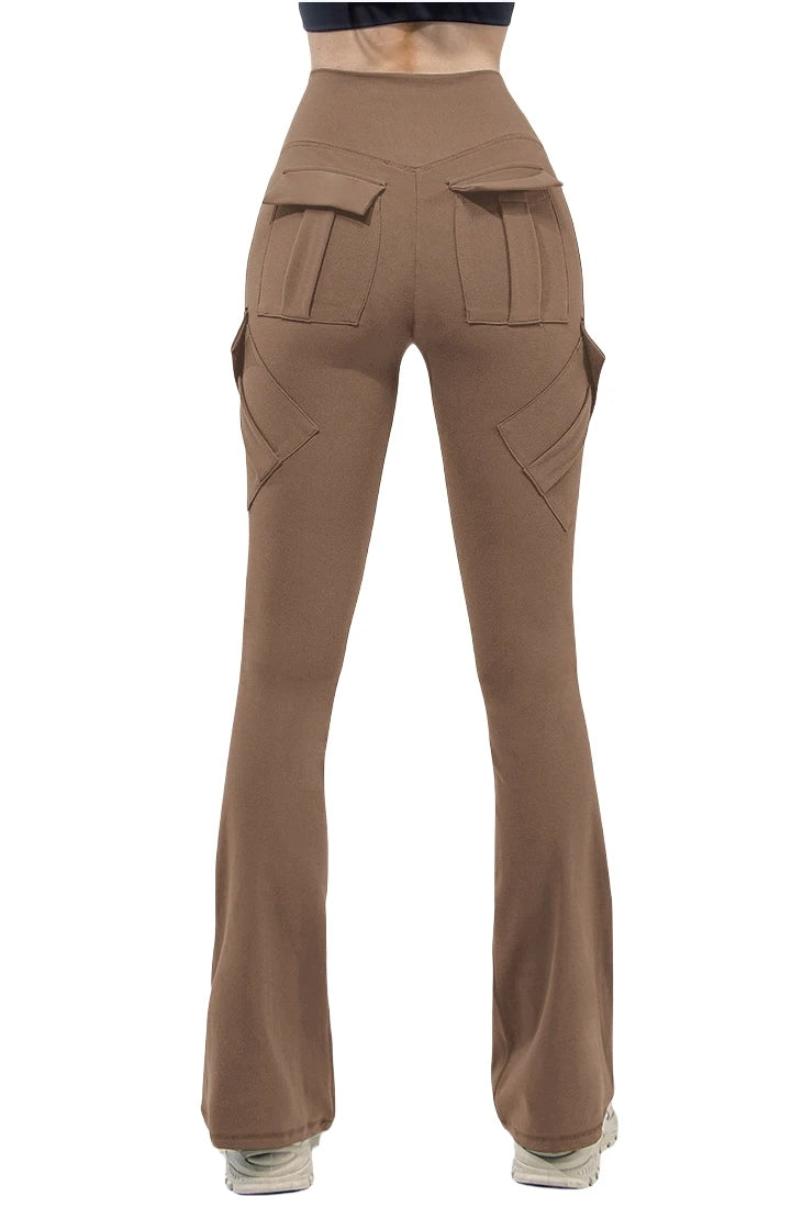 Brown cargo pants on a white background