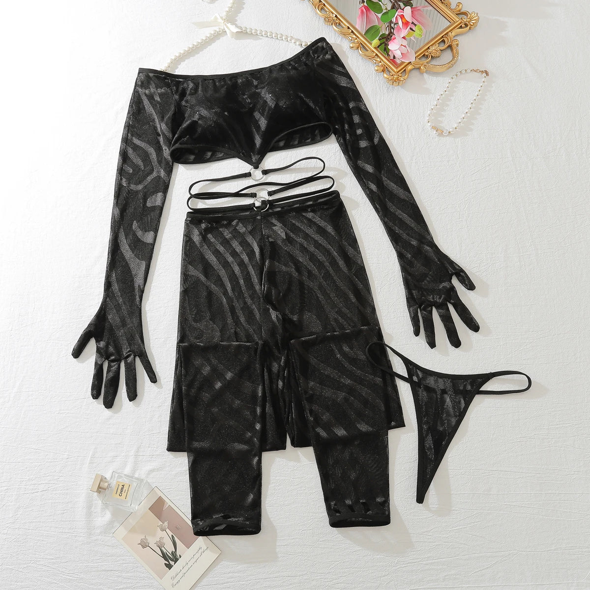 Sheer Mesh Full-Body Lingerie Set – Seductive Nightwear for Women