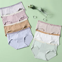 Solid Cotton Low-Rise Bow Briefs 7 Pack