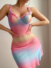Rainbow Silky Romantic Nightdress