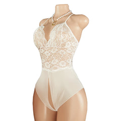Women Lace Mesh Thong Bodysuit