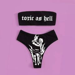 Women's Gothic Printed Bandeau Bikini Set
