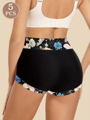 5-pack High-waisted Women's Underwear Abdominal Lifting And Gluteus Lifting Printed Pattern Comfortable Style