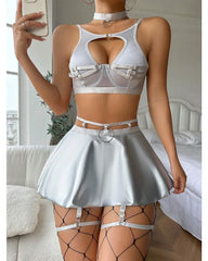 Hollow Out Leather Apron Lingerie