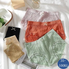 Seamless Lace Trim Cotton Briefs 3pcs