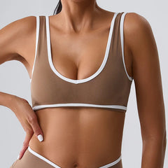 Women’s Push-Up Fitness Crop Bra – Splice Design Tank Top