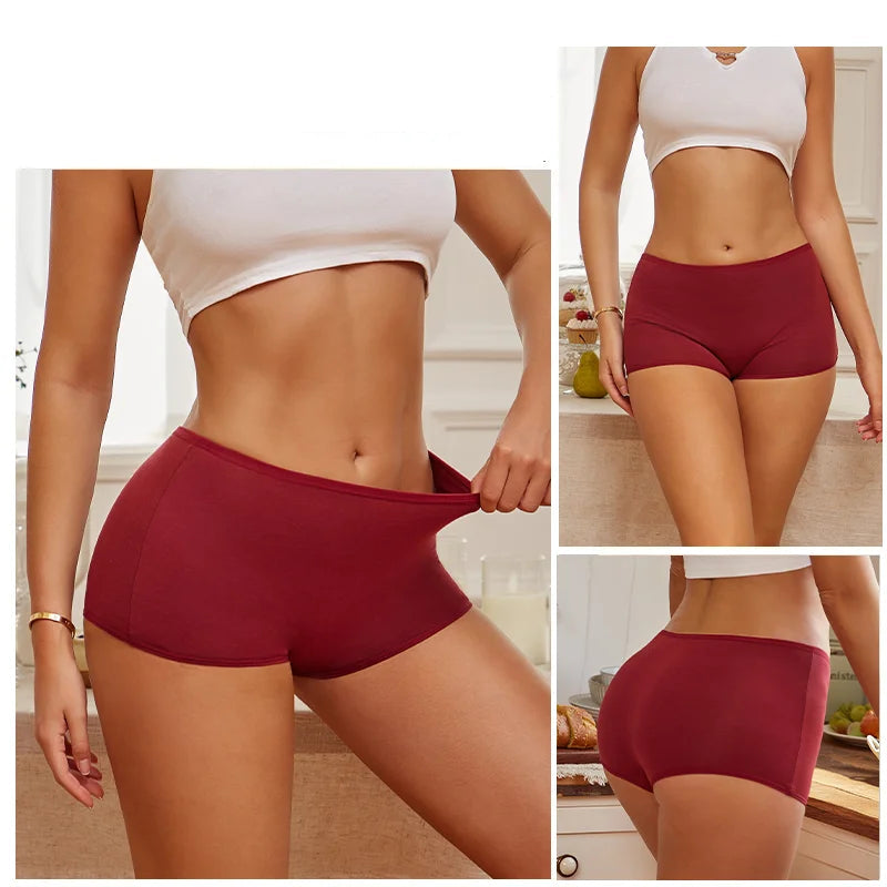 Person wearing red underwear with text about supporting beauty and posture.