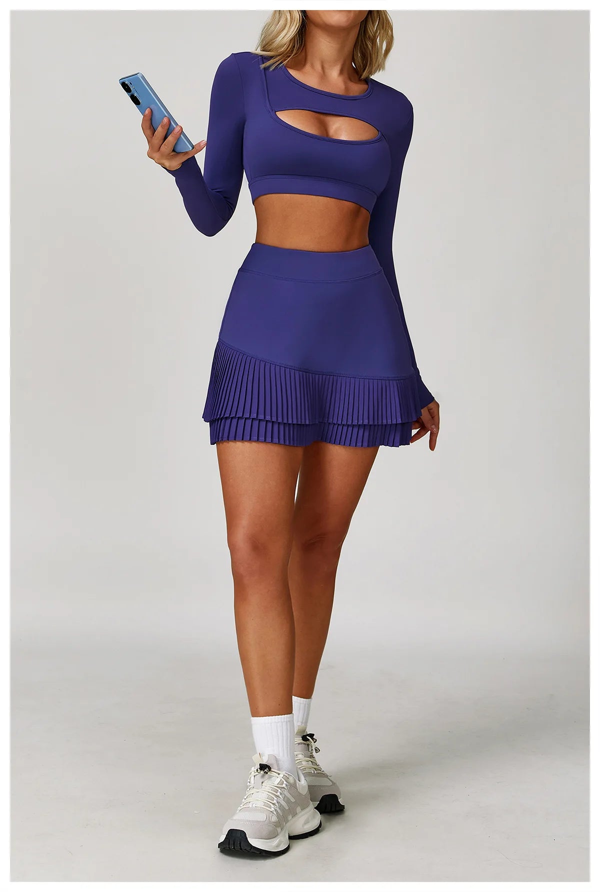 High Waist Women’s Pleated Tennis Skirt with Pockets
