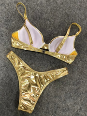 Women's Metallic Underwire 2-Piece Bikini Set