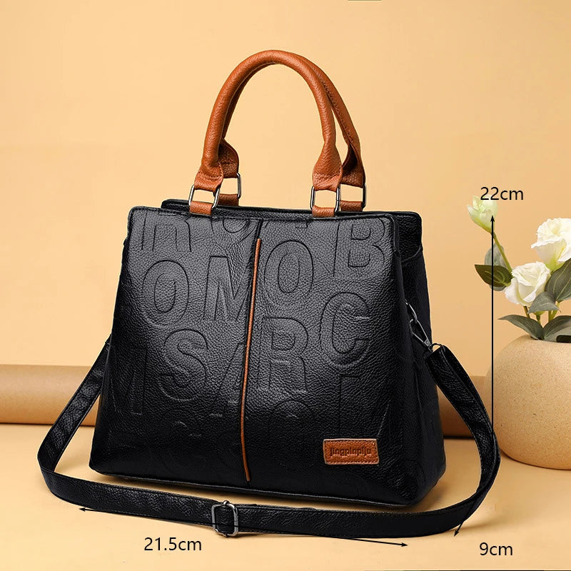 Luxury PU Leather Tote – Large Capacity Travel Crossbody Bag