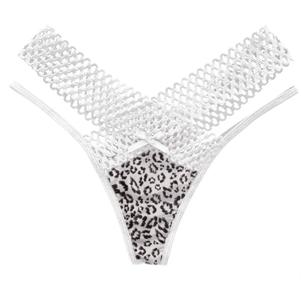 Leopard Lace Mesh Low-Rise G-String Thong