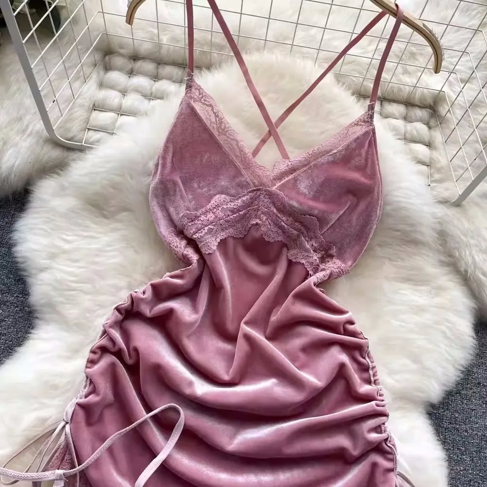 Seductive V-Neck Nightwear Set - Erotic Lingerie for Women