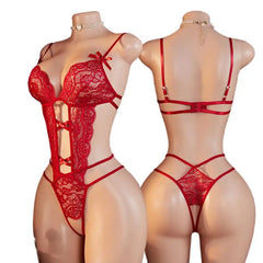 Women Floral Lace Strappy Teddy