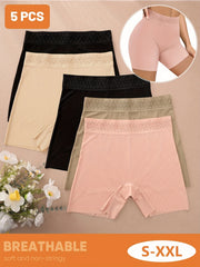 Set of three pairs of women's underwear in black, beige, and pink on a beige background with flowers.