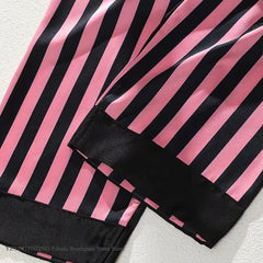 Striped Satin Long Sleeve Pajamas