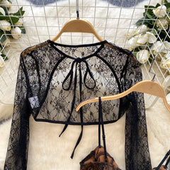 Chic Lace Strapless A-Line Dress – Full Sleeves & Puffy Skirt
