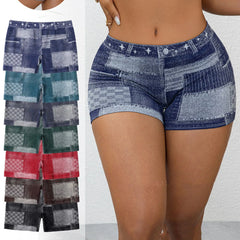 Women's Geometric Athletic Elastic Waist Shorts