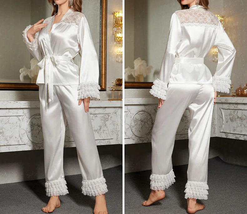 Elegant Ice Silk Pajama Ensemble
