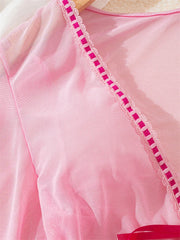 Pink Lingerie Set With Crop Top & Mini Skirt And G-string