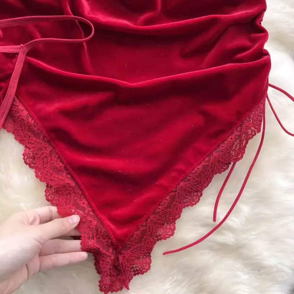 Seductive V-Neck Nightwear Set - Erotic Lingerie for Women