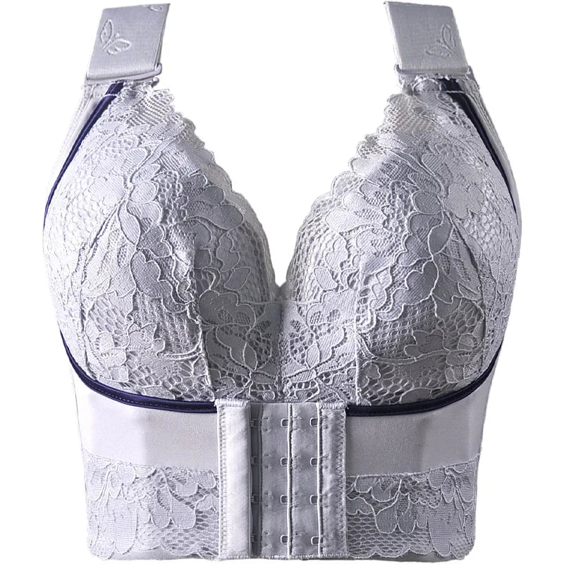 White lace bra with a clear background