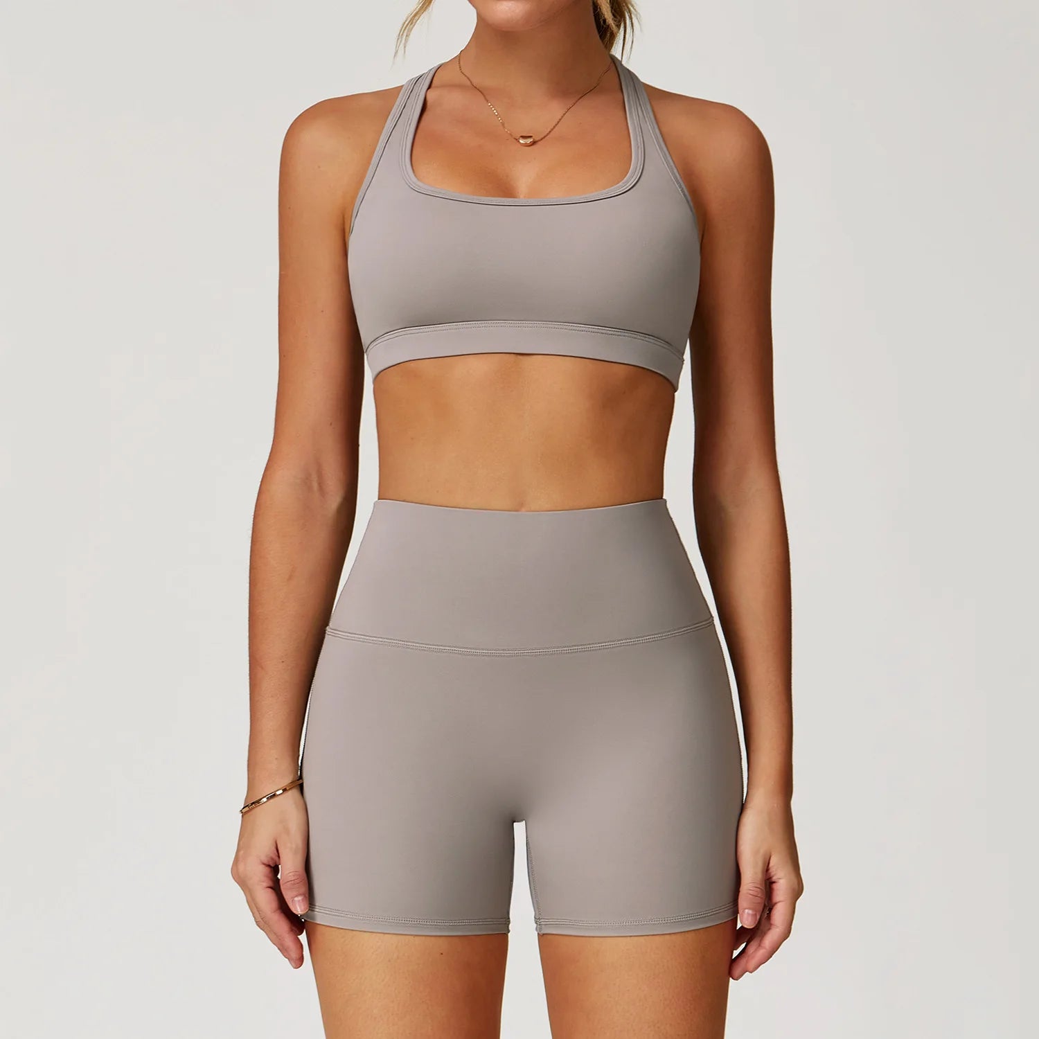 2PCS Women’s Yoga Set – Sports Bra & Shorts Fitness Outfit